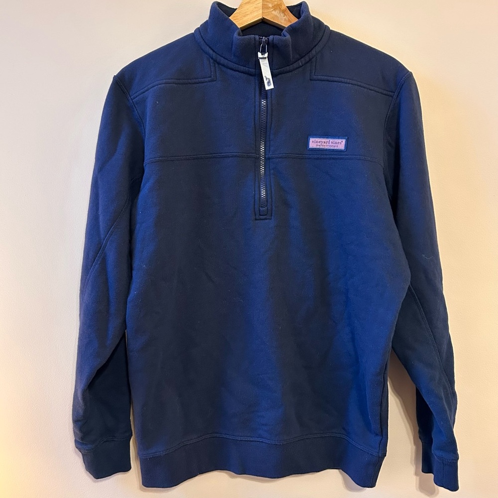 Vineyard Vines Shep Shirt Quarter Zip Sweatshirt in Navy